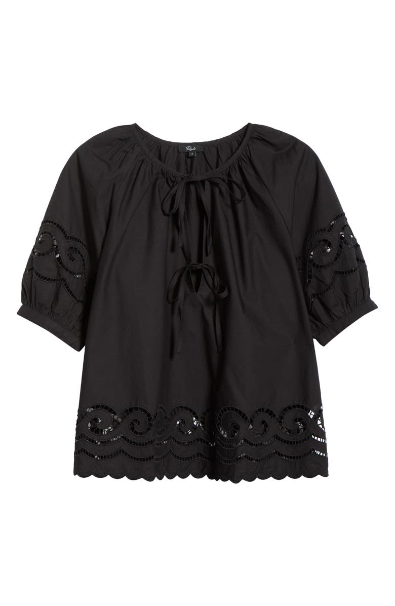 Rails Catalene Embroidered Eyelet Cotton Peasant Top, Main, color, Black Embroidery