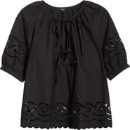 Rails Catalene Embroidered Eyelet Cotton Peasant Top
