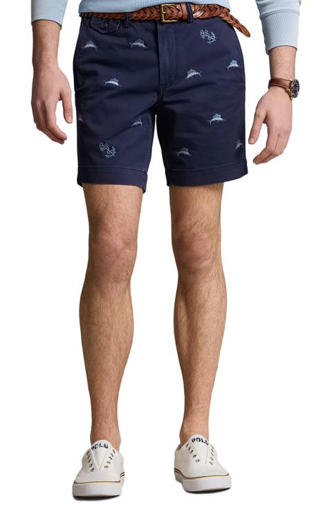 Embroidered Stretch Twill Shorts