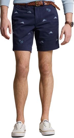 Embroidered Stretch Twill Shorts