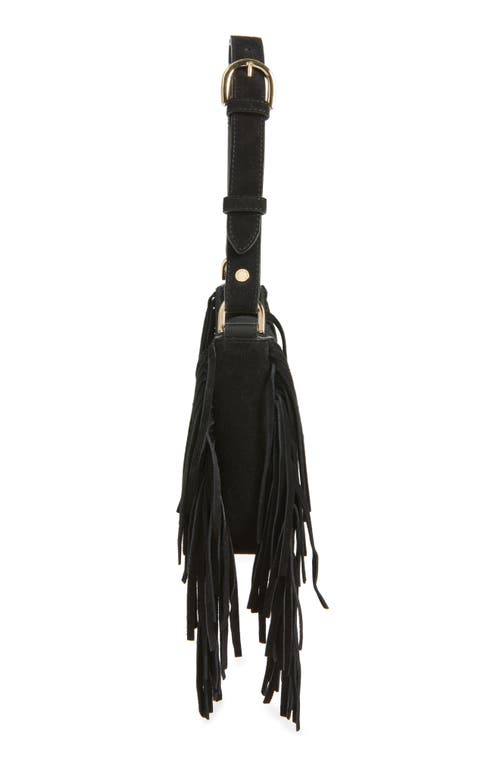 Strathberry X Cinq À Sept Multrees Fringe Suede Hobo Bag In Black