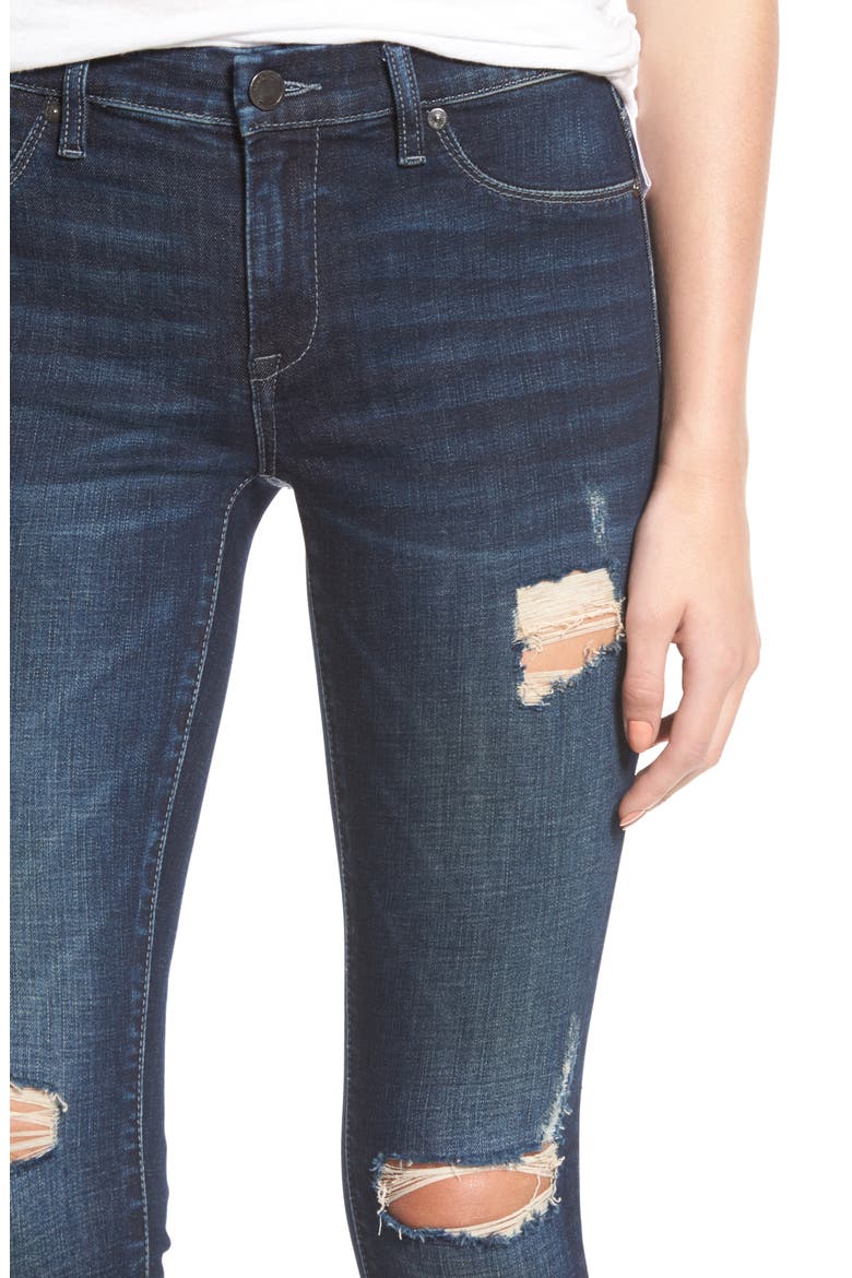 Ripped Ankle Skinny Jeans, Alternate, color, MODERN VICE DARK BLUE