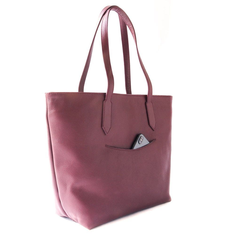 Martina Leather Tote, Alternate, color, Burgundy