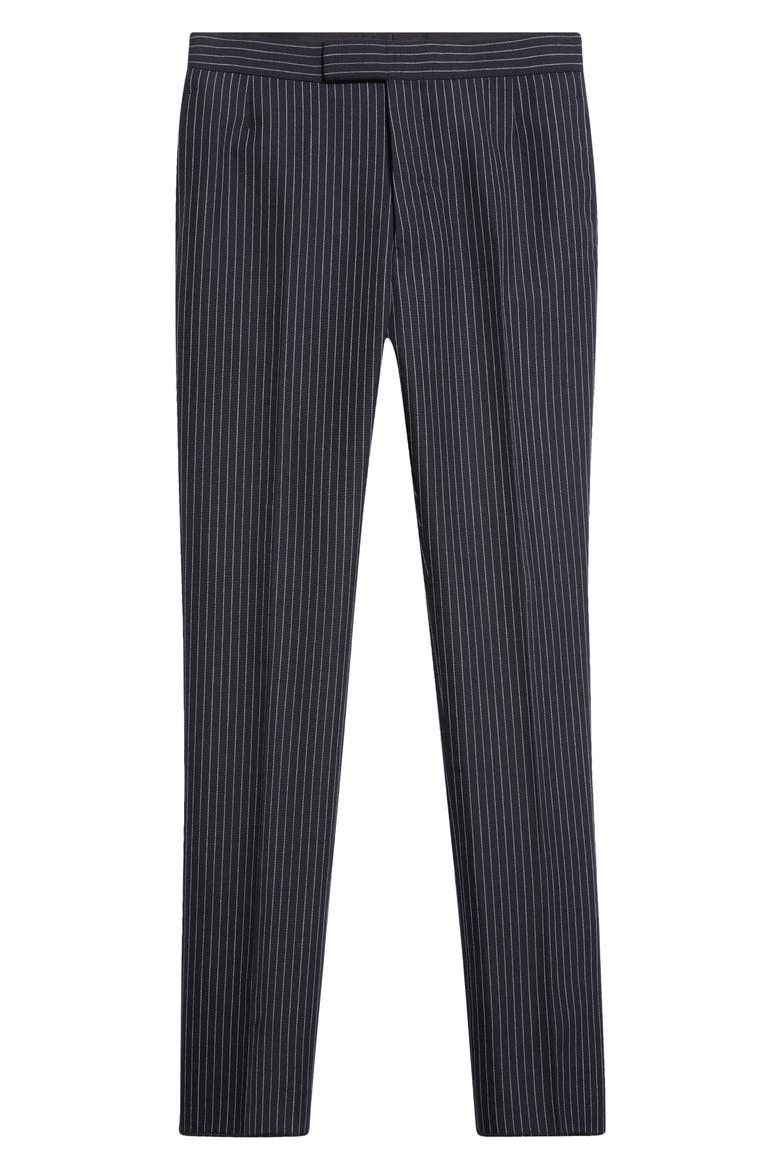 Fit 1 Pinstripe Wool Backstrap Pants, Main, color, NAVY