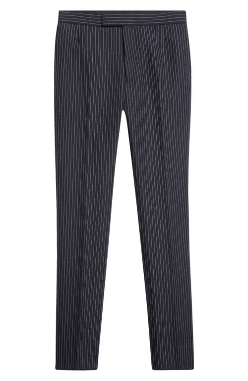 Thom Browne Fit 1 Pinstripe Wool Backstrap Pants In Black