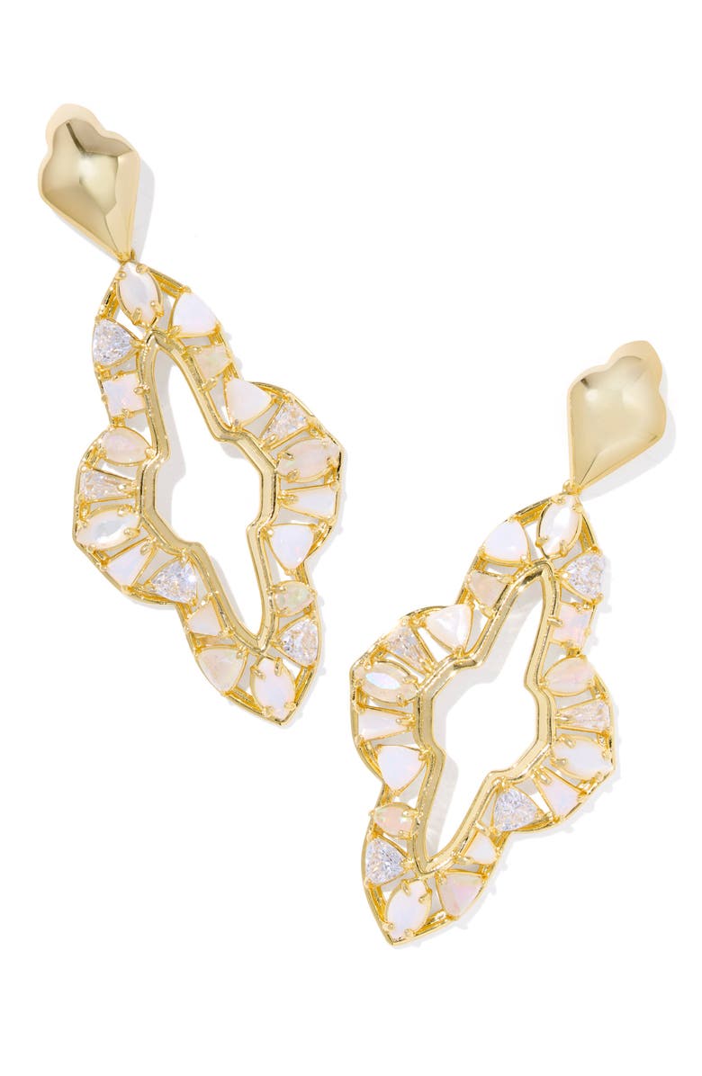 Kendra Scott Abbie Crystal & Mother-of-Pearl Statement Drop Earrings, Main, color, Gold Neutral Mix