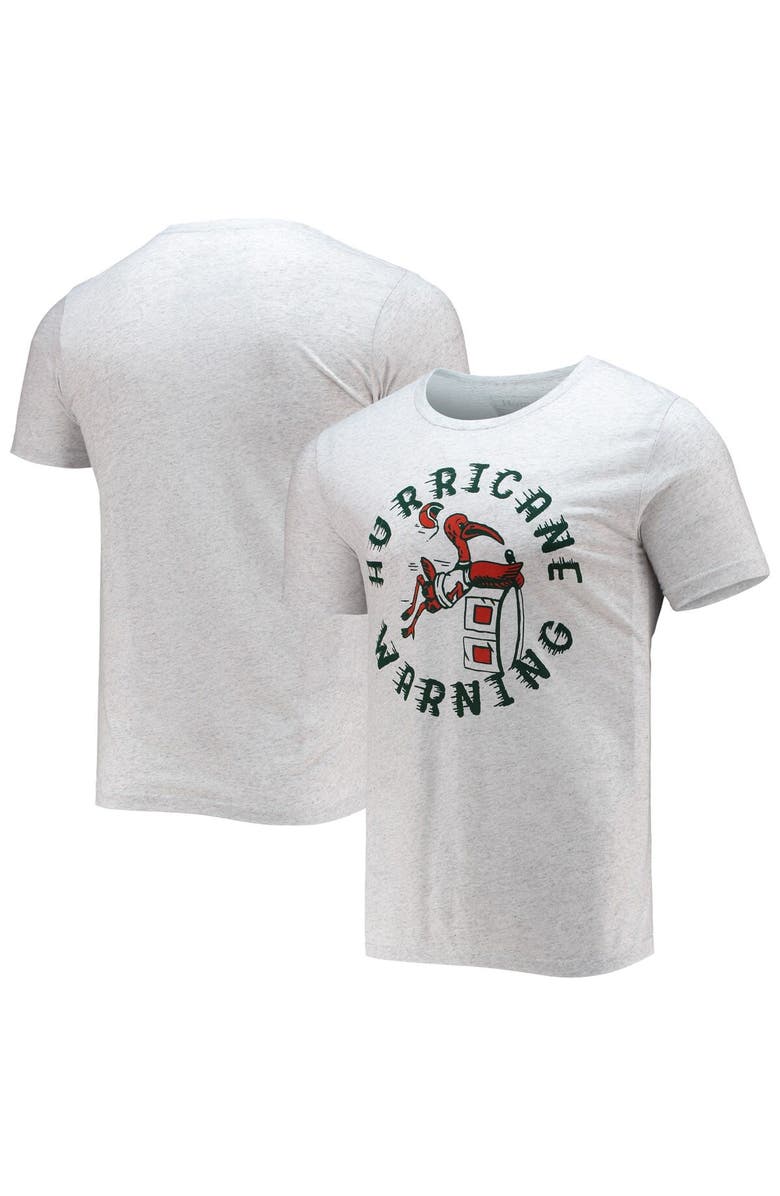 HOMEFIELD Men's Homefield Heathered Gray Miami Hurricanes Vintage Hurricane Warning T-Shirt, Main, color, 