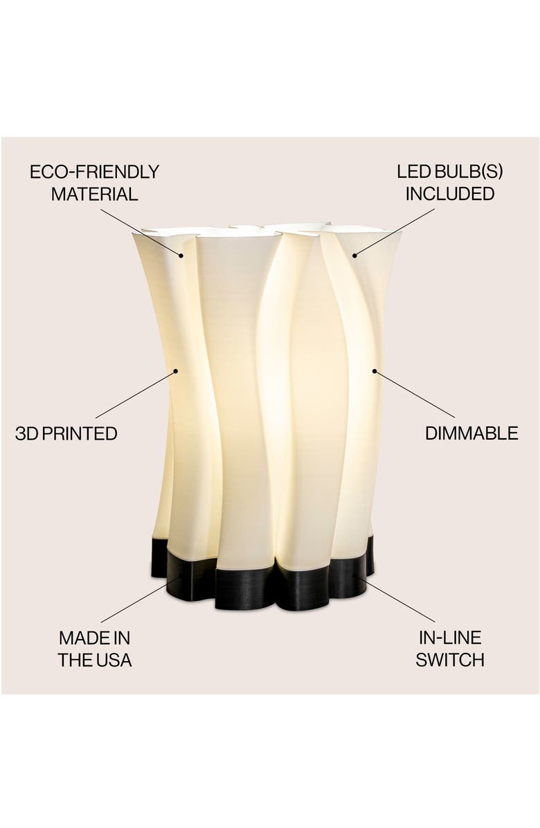 JONATHAN Y Flame 13.5" Modern Bohemian Plant-Based PLA 3D Printed Dimmable LED Table Lamp, Alternate, color, White/Black
