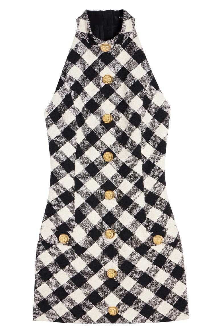 Gingham Tweed Minidress, Alternate, color, BLACK/ WHITE
