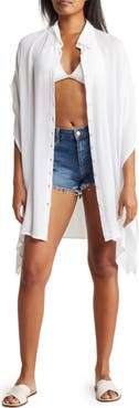 BOHO ME Sharkbite Button-Up Coverup