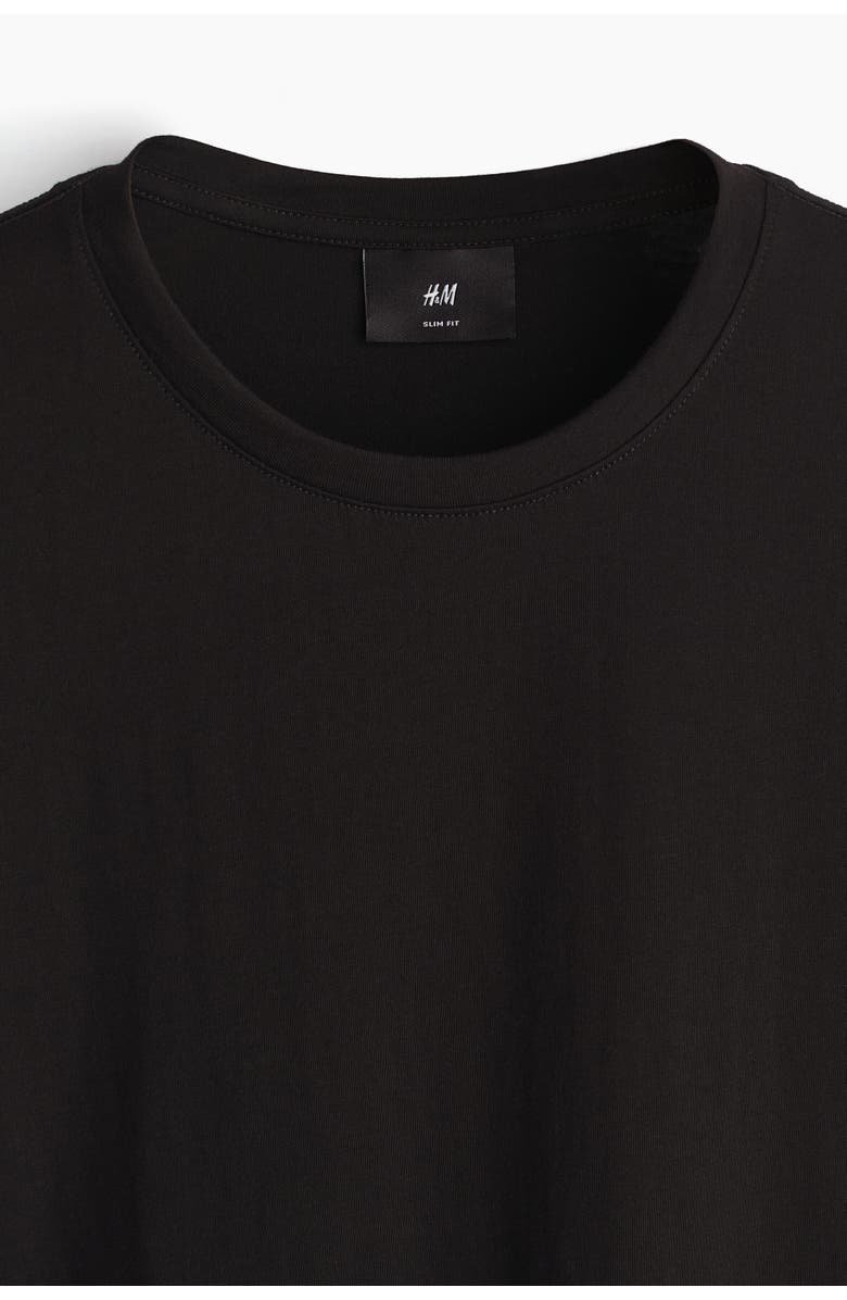 H&M Slim fit pima cotton t-shirt, Alternate, color, Black