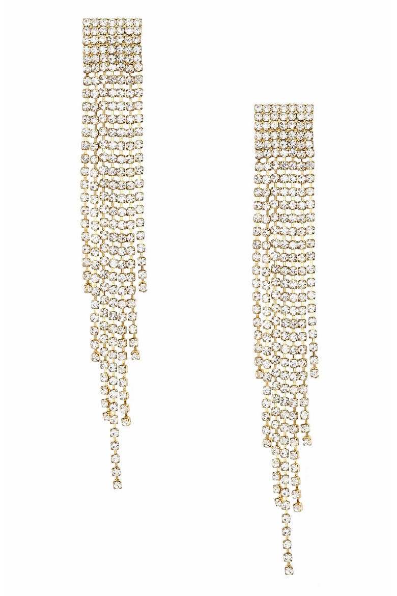 Crystal Fringe Drop Earrings, Main, color, GOLD