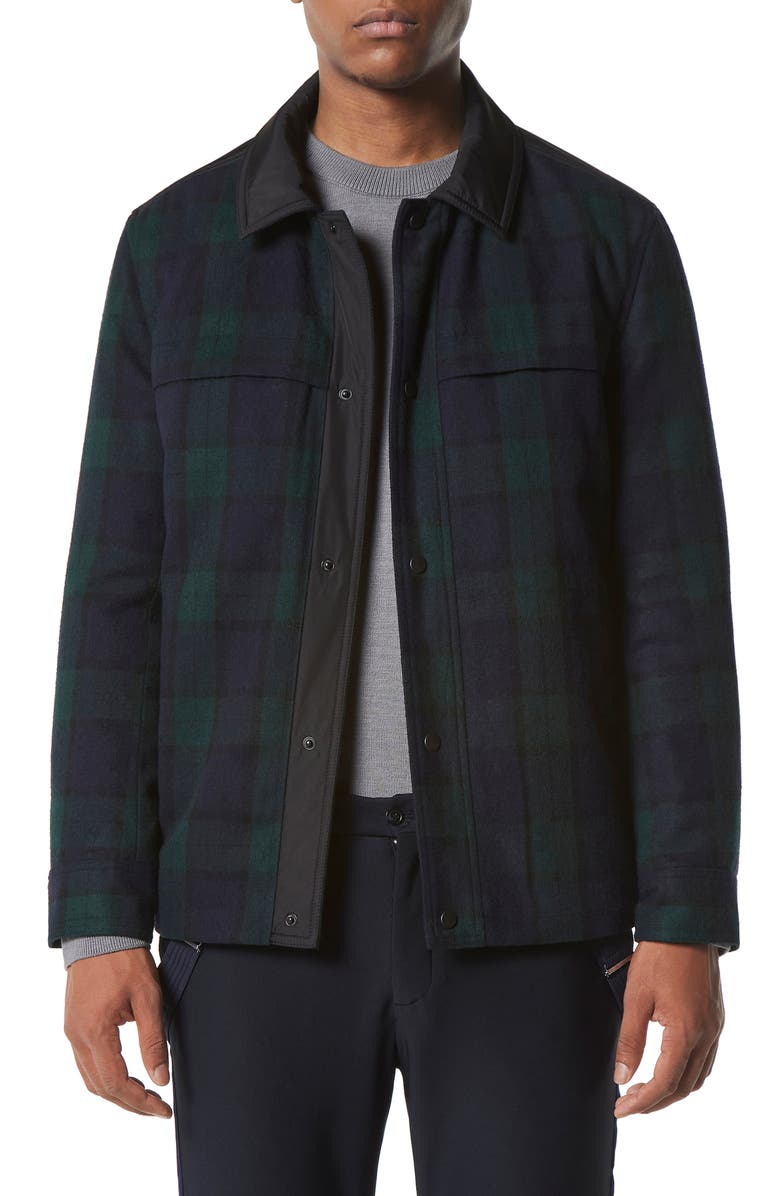 Marc New York Gosper Water Resistant Shirt Jacket, Main, color, Plaid Blk/ Grn