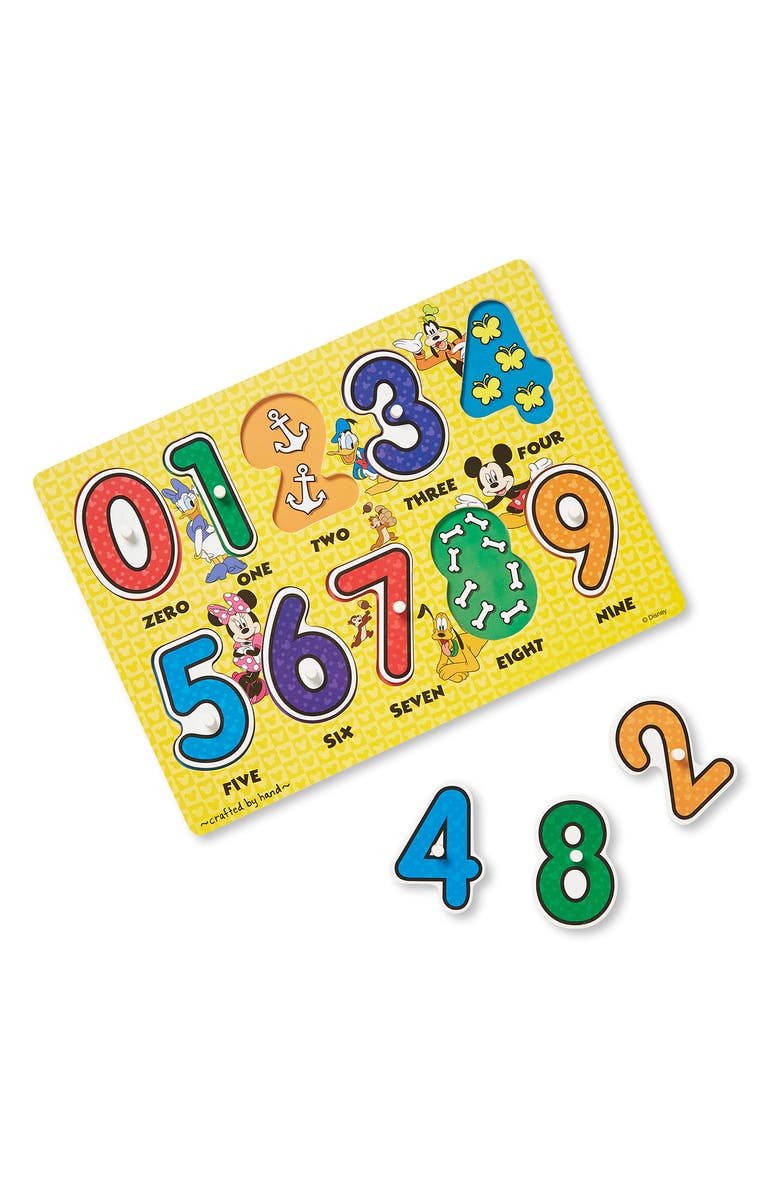 Melissa & Doug Mickey Mouse Numbers Wooden Peg Puzzle, Main, color, 
