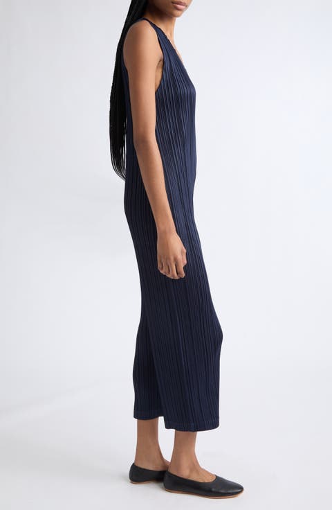 Pleated Sleeveless Jumpsuit