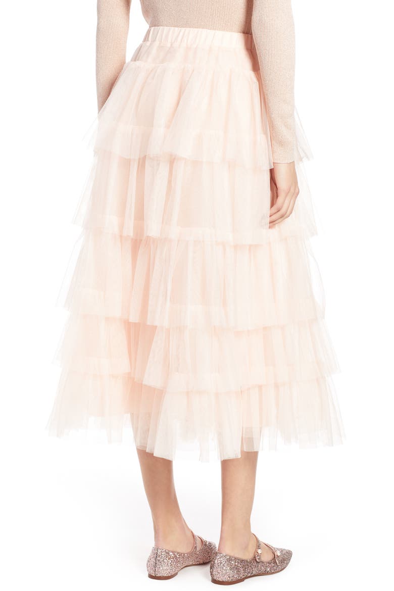 x Atlantic-Pacific Tiered Tulle Midi Skirt, Alternate, color, PINK GLOW