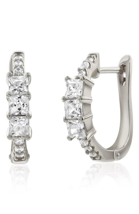 Cubic Zirconia Huggie Hoop Earrings
