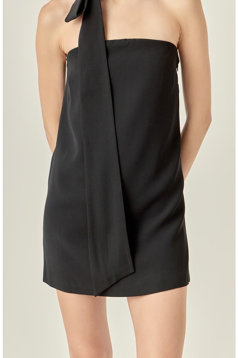Choker Tie Minidress, Alternate, color, BLACK