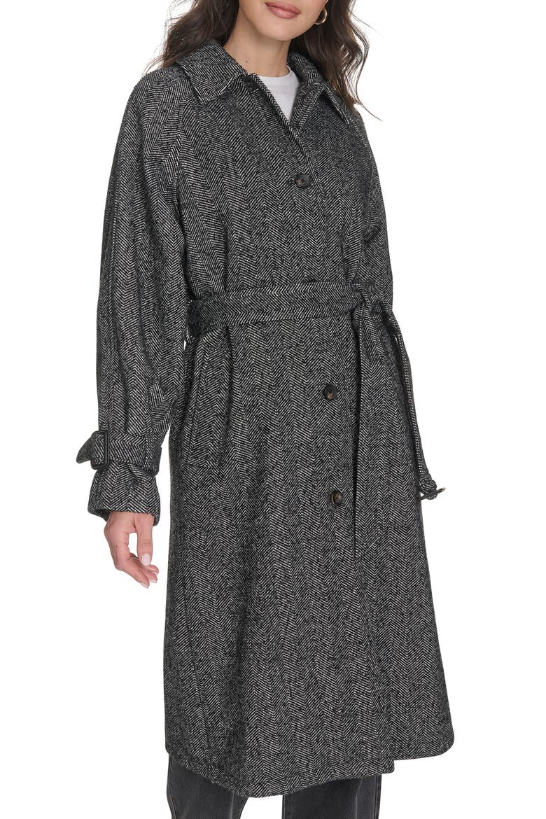 Belted Longline Coat, Alternate, color, HOUNDSTOOTH