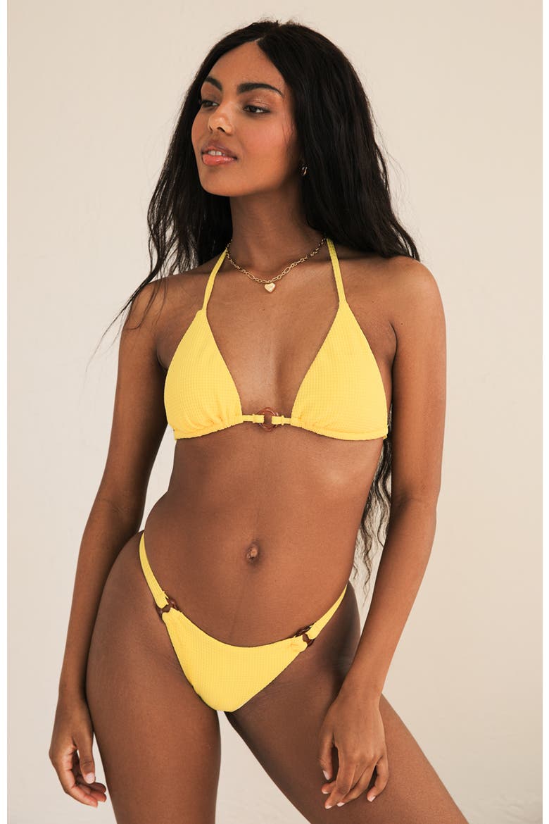 Halle Cheeky Bikini Bottom, Main, color, Sunshine Waffle