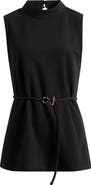 Vince Camuto Sleeveless Belted Mock Neck Top