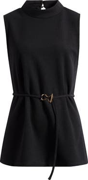 Vince Camuto Sleeveless Belted Mock Neck Top