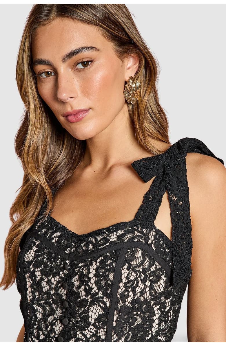 Coast Lace Bow Shoulder Maxi Dress, Alternate, color, Black