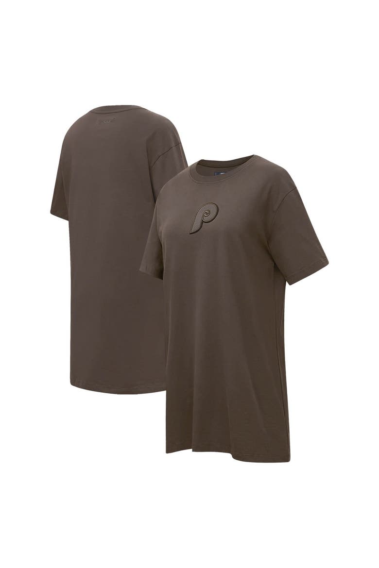 Women's Pro Standard Brown Philadelphia Phillies Neutral T-Shirt Dress, Main, color, Brown