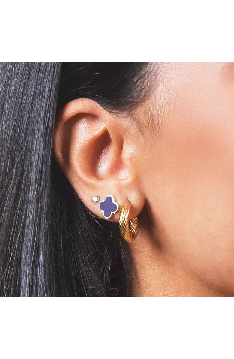 The Lovery Fine Jewelry Small Amethyst Clover Stud Earrings, Alternate, color, Amethyst