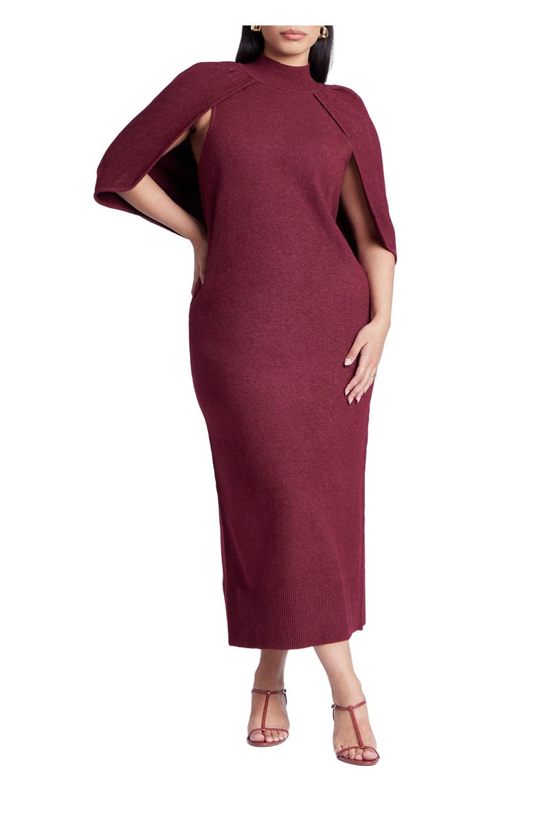 ELOQUII Sweater Cape Dress, Main, color, Bordeaux