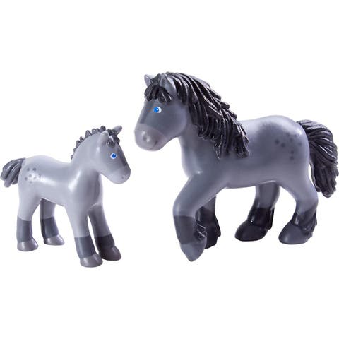 Little Friends Momma and Baby Playset - Cassandra Horse and Cleo Foal Chunky Plastic Farm Animal Toy Figures