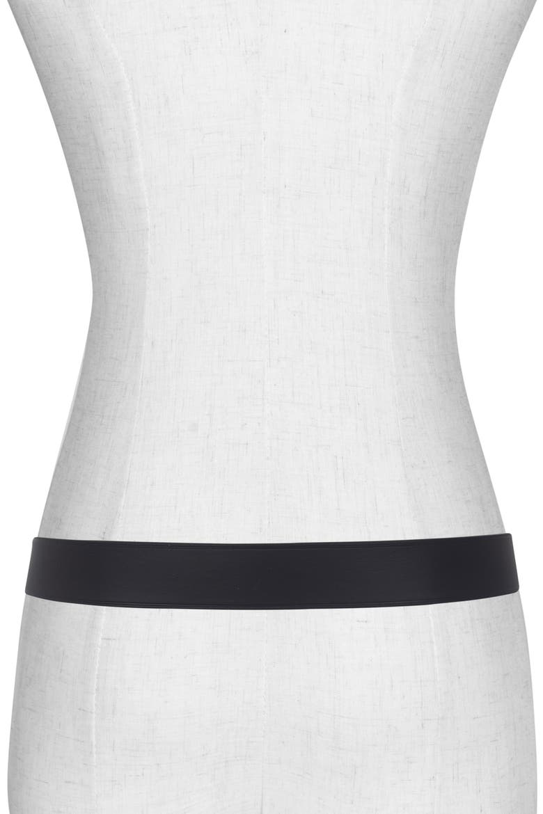 Flat Ring Leather Belt, Alternate, color, BLACK