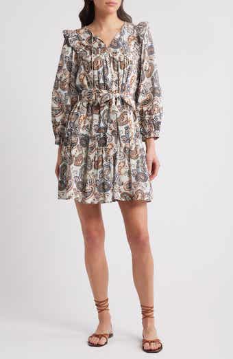 Gracelyn Paisley Long Sleeve Organic Cotton Minidress