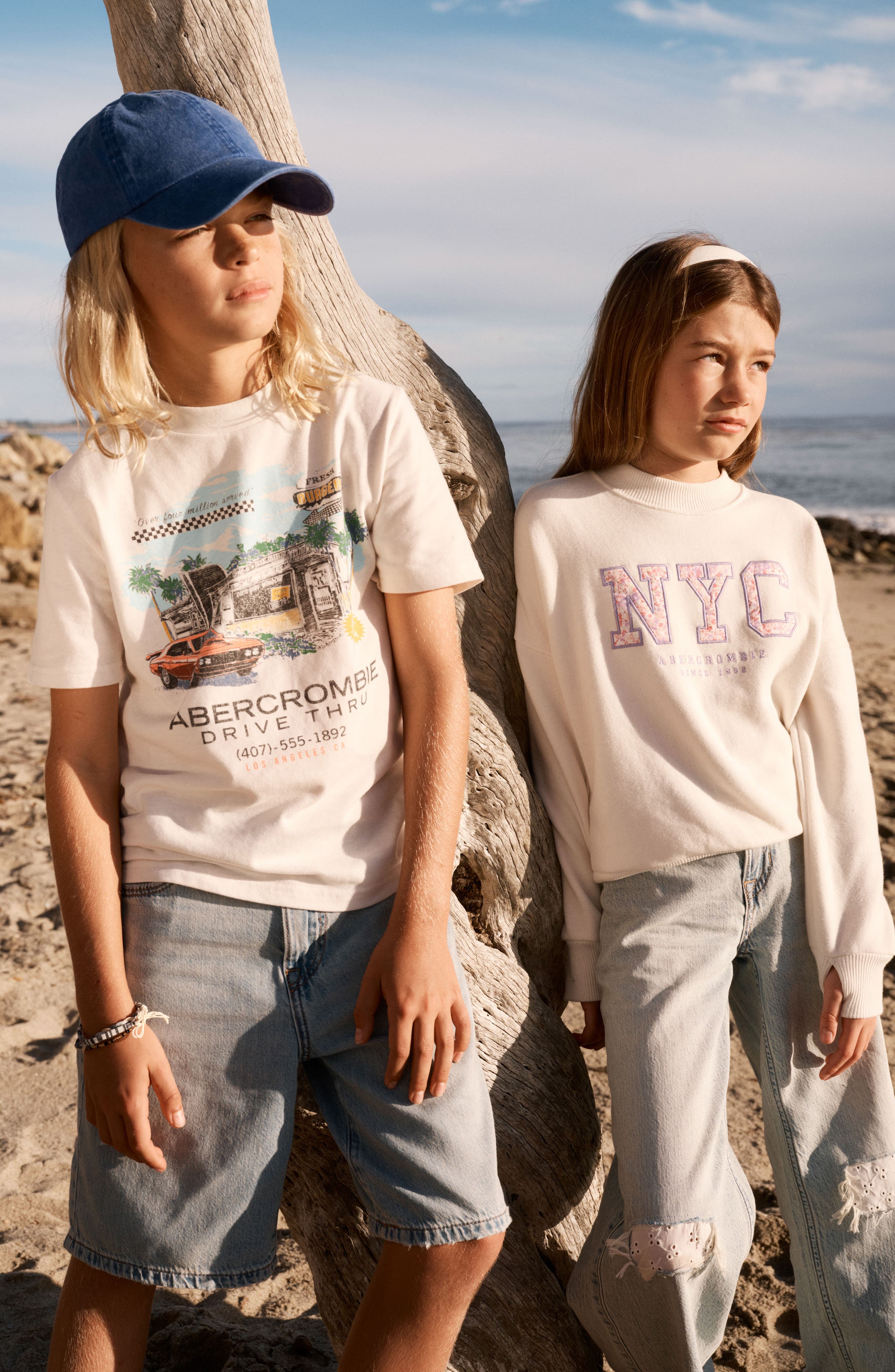 abercrombie kids Kids' Ripped Wide Leg Jeans — фото 6