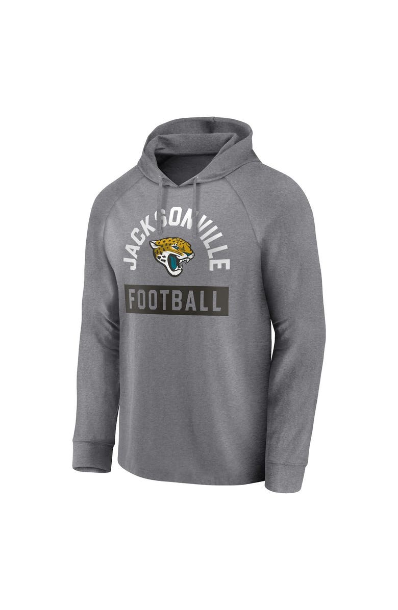 FANATICS Men's Fanatics Branded Heathered Gray Jacksonville Jaguars No Time Off Raglan Pullover Hoodie, Alternate, color,