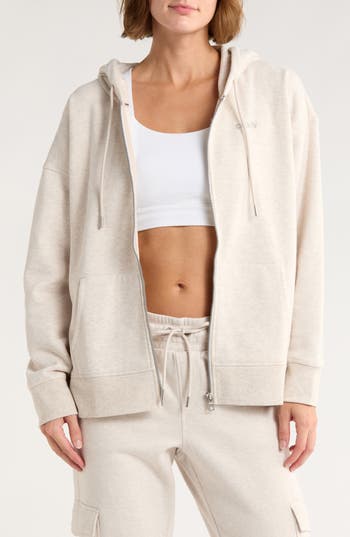 Dkny Mini Stud Logo Full Zip Hoodie In Neutral