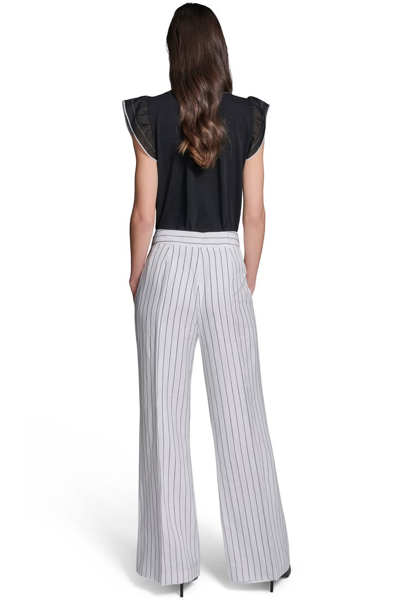 Stripe Linen Blend Sailor Pants, Alternate, color, SOFT WHITE/ BLACK