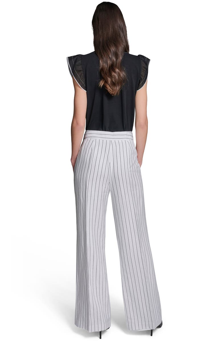 KARL LAGERFELD PARIS Stripe Linen Blend Sailor Pants, Alternate, color, 