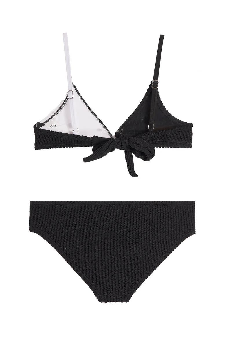 Crinkle Triangle Bikini Swimsuit, Alternate, color, Black and White