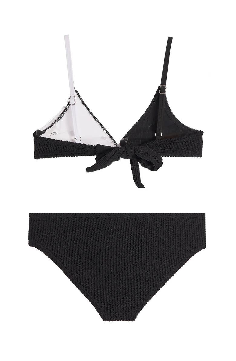Limeapple Crinkle Triangle Bikini Swimsuit, Alternate, color, Black And White