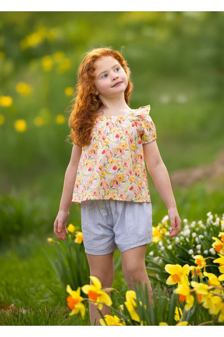Blooming Florals Short Gathered Sleeve Two Piece Set, Alternate, color, Pink