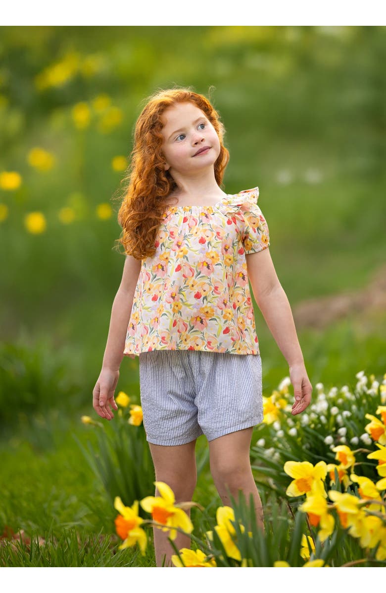 Mabel + Honey Blooming Florals Short Gathered Sleeve Two Piece Set, Alternate, color, Pink