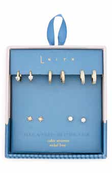 Leith 5-Pack Starburst Hugs & Studs Earrings Set