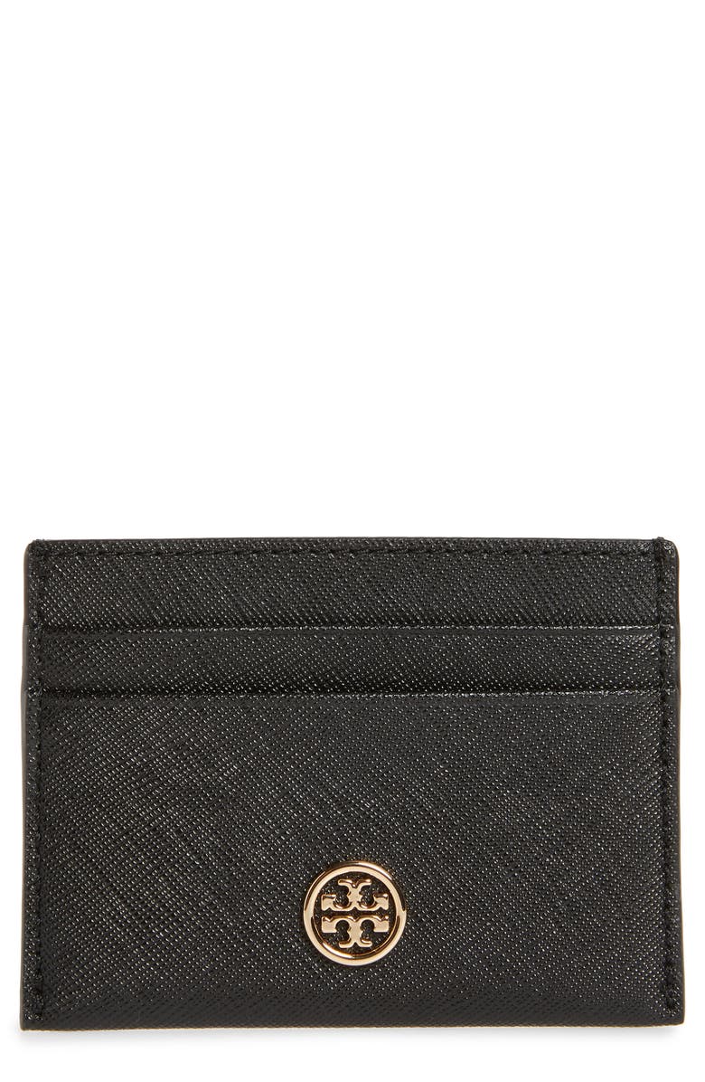 Tory Burch Robinson Leather Card Case, Main, color, 