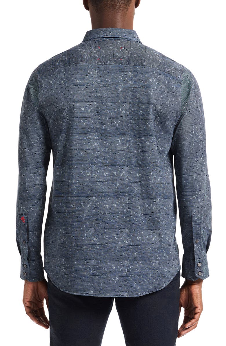 Robert Graham Doyer Knit Button-Up Shirt, Alternate, color, Black