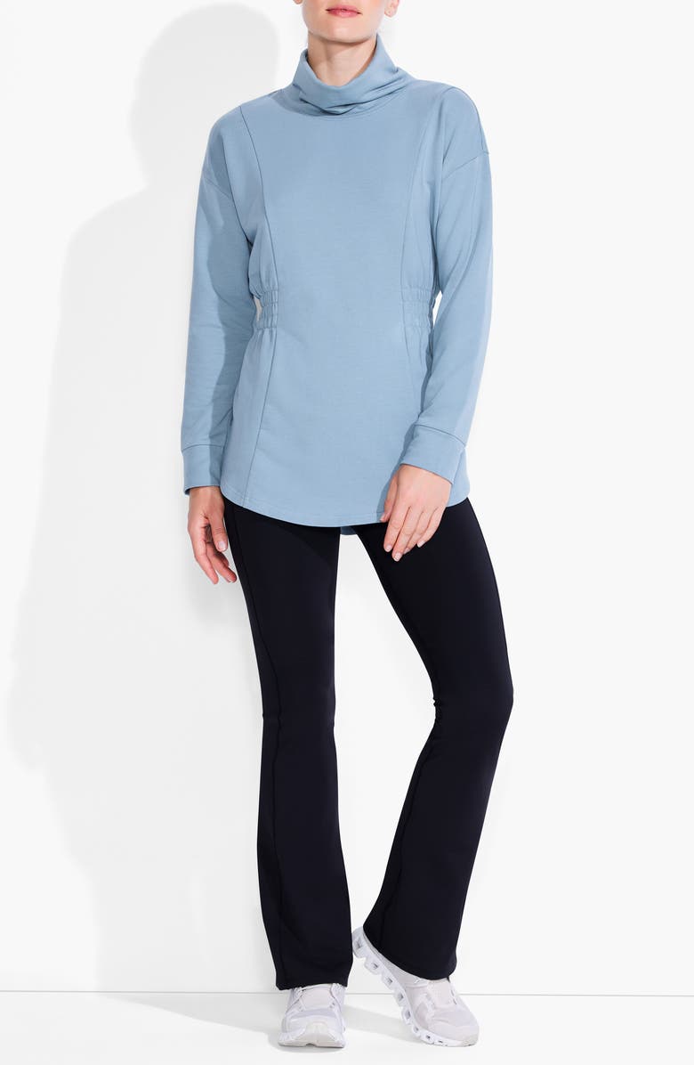 NZ ACTIVE by NIC+ZOE Smocked Brushed Turtleneck Top, Alternate, color, Mountain Air