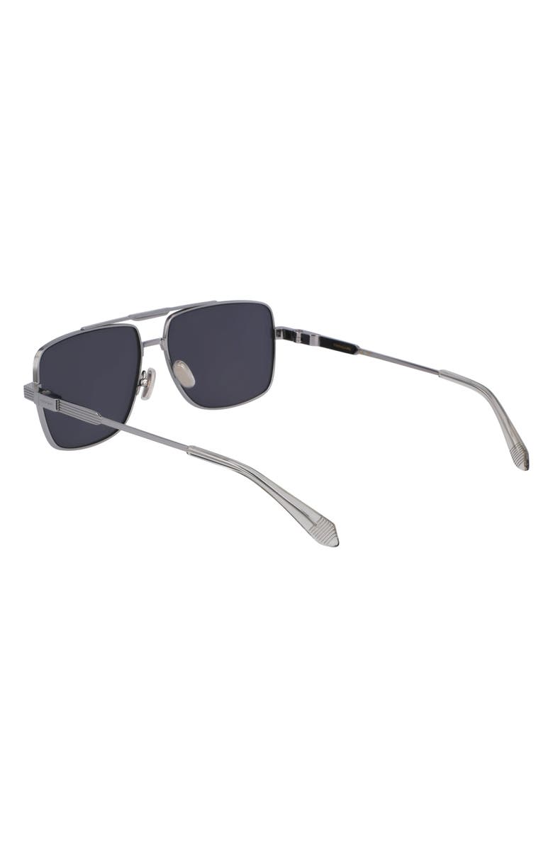 FERRAGAMO Gancini Prisma 60mm Navigator Sunglasses, Alternate, color, Light Ruthenium