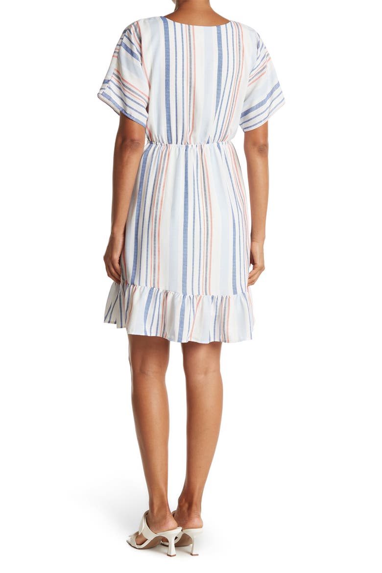 V-Neck Stripe Kimono Sleeve Dress, Alternate, color, DENIM STRIPE