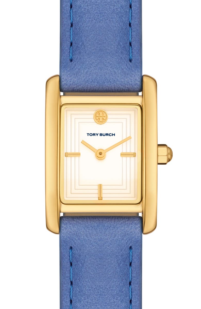 Tory Burch Mini The Eleanor Leather Strap Watch, 19mm x 28mm, Alternate, color, 