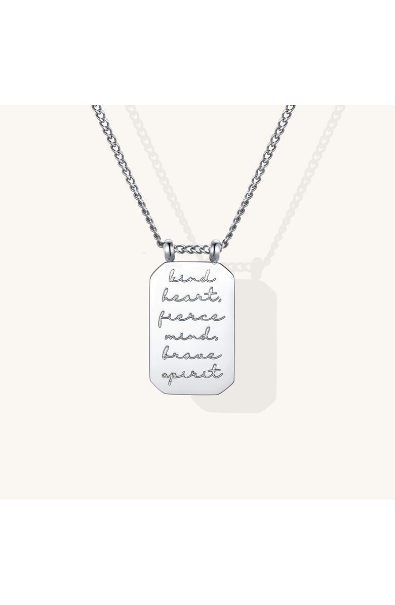 Mantra Kind Heart, Fierce Mind, Brave Spirit - Necklace, Main, color, Silver